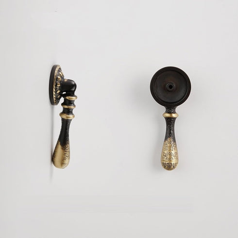 PILYON 2Pack 86mm Drawer Knob Drawer Handle Black Hanging Cabinet Bedside Table Solid Single Hole Hidden Handle Retro