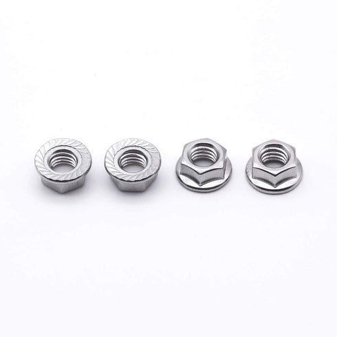 M5-0.8 Serrated Flange Hex Nuts - 100 pcs, Hexagon Flange Nuts 304 Stainless Steel 18-8, Bright Finish