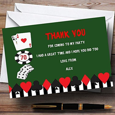 The Card Zoo Green Casino Personalized Birthday Party Thank You Cards