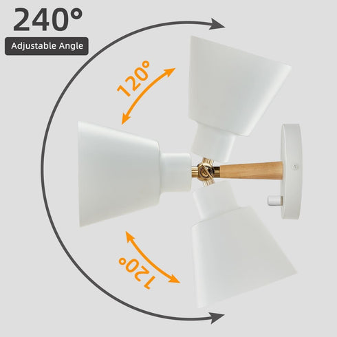 (1, ClanKin Wall Sconces Lighting for Bedroom, White Wood Style Wall Sconce Reading Lamp, Adjustable Wall Light
