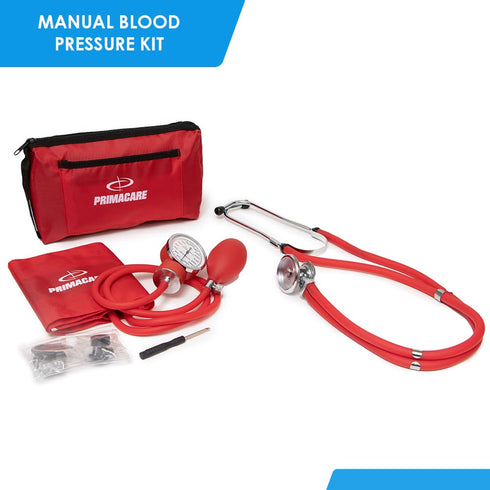 DS-9181-RD Primacare Professional Aneroid Sphygmomanometer and Sprague Rappaport Stethoscope, Manual Blood Pressure Kit