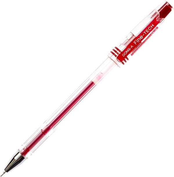 DONG-A Fine-Tech Gel Ink Rollerball Pen, 0.3mm, Dozen Box - Red