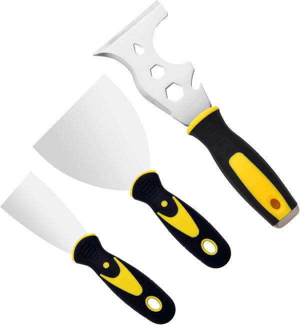 3Pcs Putty Knife Set - 2" 4" Stainless Steel Spackle Knives for Repairing Drywall and Applying Putty, Plaster, Cement