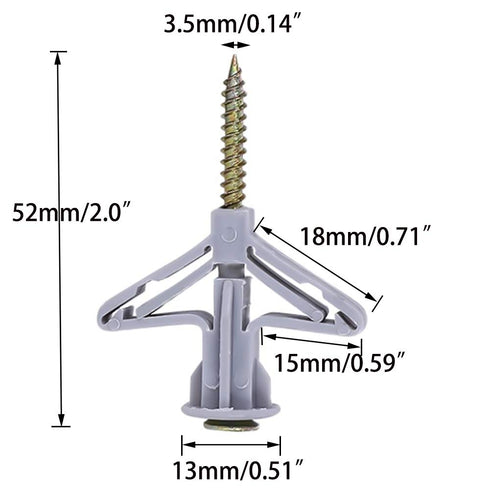 Hollow-Wall Anchors, Drywall Anchor Kit with Screws, Self-Drilling Hollow Wall Anchor, 50pcs