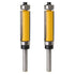 Yakamoz 2Pcs 1/4'' Set 10 Shank Top and Bottom Bearing Guide Flush Trim Pattern Router Bit Woodworking Cutter Tool