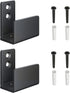 Adjustable U Shape Barn Door Floor Guides, 2 Pack, Wall Mounted Flexible Flush Bottom Guide, Sturdy Steel, Black