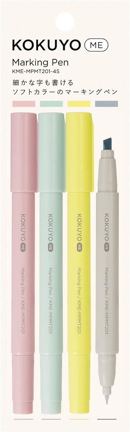 KOKUYO Me Marking Pen, 2-Way Highlighter, 4-Color Set, Japan Import (KME-MPMT201-4S)