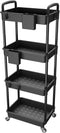 4 Tier Rolling Utility Cart with Handle,REBECAT Utility Cart Made of Multifunctional