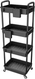 4 Tier Rolling Utility Cart with Handle,REBECAT Utility Cart Made of Multifunctional