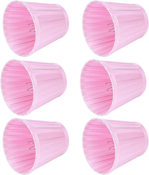 6Pcs E14 Chandelier Lampshade, Household Modern Clip On Fabric Lampshade Small Lamp Shade Pink Droplight Wall Lamp