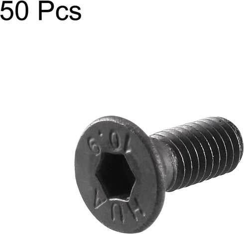 uxcell M3x8mm 10.9 Carbon Steel Countersunk Head Hex Socket Screw, Pack of 50