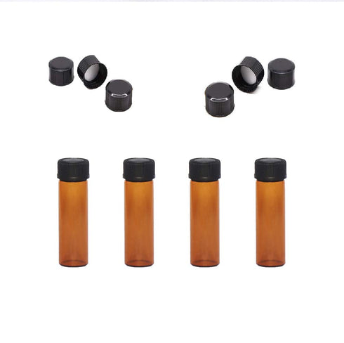 Pack of 100 Glass Vials with Black Phenolic Screw Caps (4ml, Brown Color)