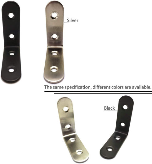 ZHome 505017MM 4Sets Stainless Steel L Shape Corner Bracket Wall Shelves Hanging Brace Joint Right Angle Bracket
