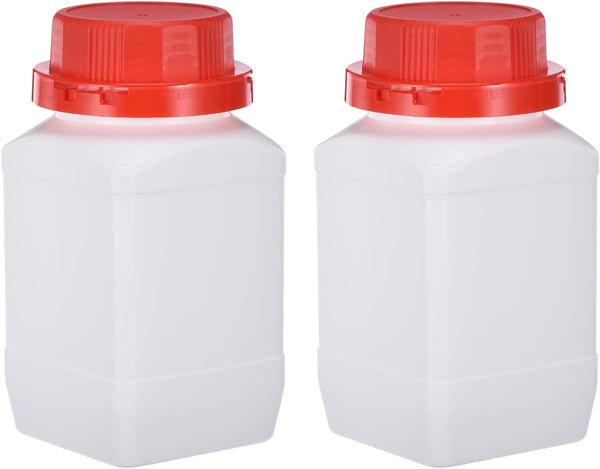 PATIKIL 2 Pcs 500ml HDPE Wide Mouth Square Reagent Bottles with Screw Cap for Lab Storage, White