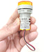3pcs Digital Display AC Current Indicator, 22mm Round Head LED Current Tester 0~100A (Yellow)