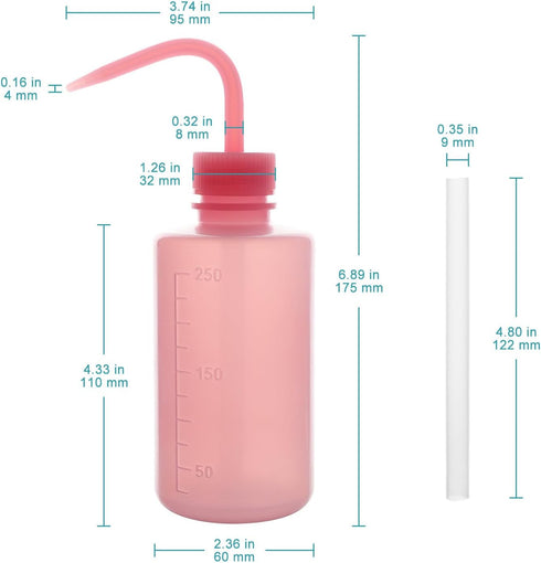 stonylab Chemical Wash Bottle, 2-Pack Watering Tool LDPE Squeeze Bottle Safety Plastic Rinse Bottle with Scale Labels and Narrow Mouth Squirt Bottle, Pink, 250 ml (8 oz) by stonylab