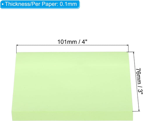 PATIKIL 4 x 3 Inch Sticky Notes, 6 Pack Self-Stick Note Pads Bright Color 100 Sheets/Pad Adhesive Memo Post for Home Office Business, Green