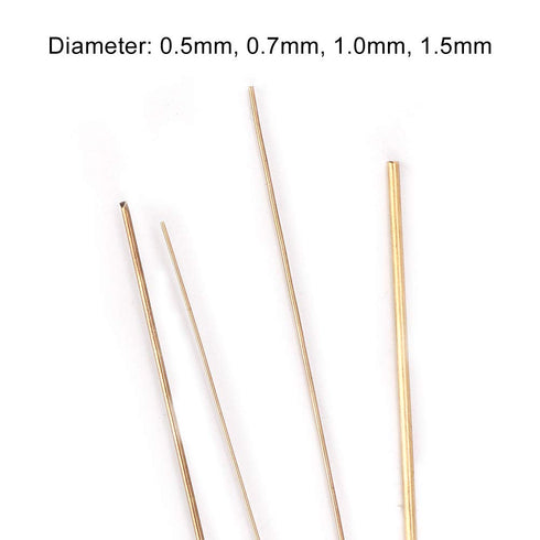 4pcs Gold Silver Copper Welding Rods, 0.5mm 0.7mm 1.0mm 1.5mm, Flexible Durable Soldering Wire for Jewelry Making