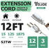 YOJOE 12/3 12 ft White Outdoor Extension Cord - 12 Gauge Heavy Duty SJTW 3 Prong Waterproof for Gardening
