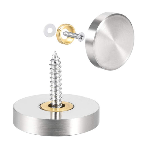 uxcell Mirror Screws Decorative Caps Cover Nails Brushed Stainless Steel 25mm (4pcs)