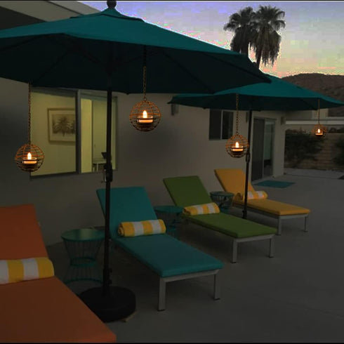 TWINKVILLA Decoration-4Pack Solar Hanging Lanterns Outdoor Waterproof, Rust Iron Ball Candle Holder with Flickering