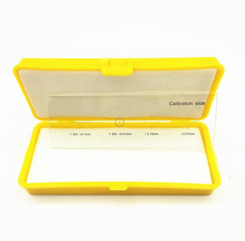 Microscope Stage Micrometer Calibration Slide with 4 Scales and 0.01mm Multifunctional Reticle Calibrating Ruler