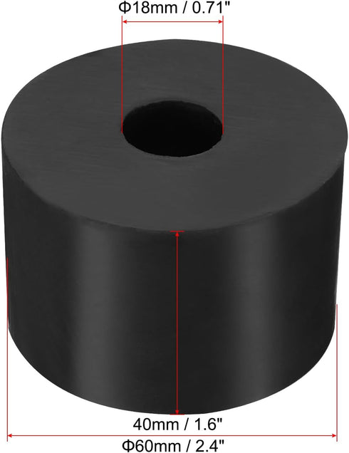 PATIKIL Multi Purpose Rubber Spacer, 4 Pcs 2.4"OD 0.7"ID 1.6"Thick Neoprene Round Anti-Vibration Isolation Pads Isolator Rubber Bushings Spacer Washer for HVAC Bolts Car Accessories
