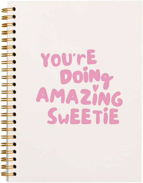 Preppy Pink Notebook Journal, You're Doing Amazing Sweetie Inspirational Notebooks, Pink Aesthetic, 5.5x8.3