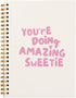 Preppy Pink Notebook Journal, You're Doing Amazing Sweetie Inspirational Notebooks, Pink Aesthetic, 5.5x8.3