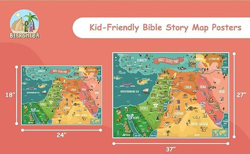 Bible Story Map Poster (Laminated) – 18" x 24" Educational Christian Learning Tool for Classrooms and Homeschool