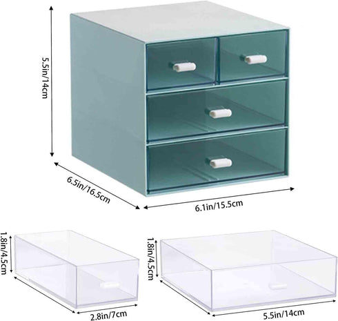 Desk Organizer with Drawer, Office Storage Box with 4 Acrylic Drawers for Desktop, Dressing Table, Home, School