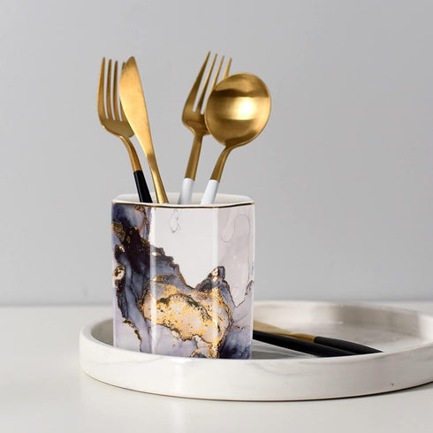 WAVEYU Ceramic Pen Holder for Desk, Cute Pencil Cup Pot Organizer, Makeup Brush Holder for Office, Classroom, Home