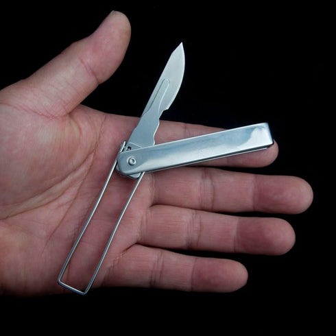 ILEAF Stainless Steel Pocket Folding Utility Knife with 10 Replaceable Blades, Ultra Compact and Lightweight Design