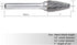 SF-5 Tungsten Carbide Burr Tree Shape Radius End Double Cut Rotary Burr File, 1/2” Cutter Dia X 1” Cutter Length