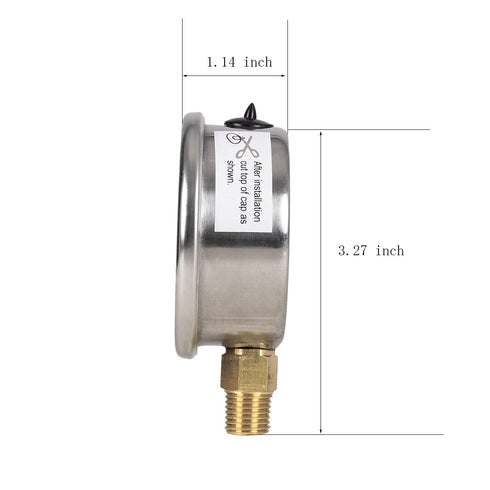 Liquid Filled Pressure Gauge, 2-1/2" Dia, 0-15 Psi, 1/4" NPT Lower Mount