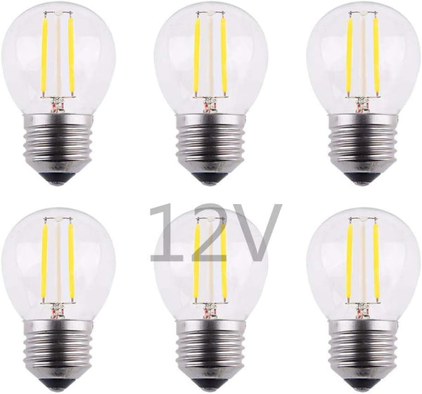 Low Voltage Mini Globe LED Bulb, AC 12V / DC 12V Input, 2W 200Lm, Dimmable, E26 Base, 6-Pack