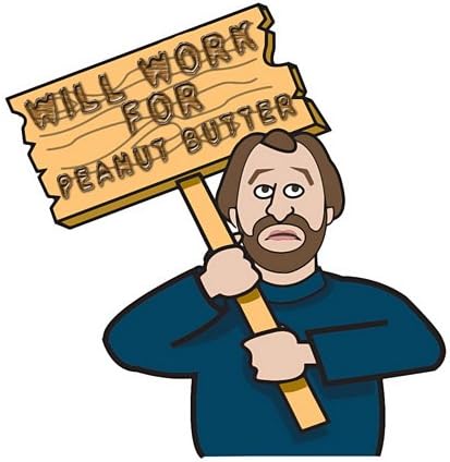 3dRose 8 Inch Funny Humorous Man Guy with A Sign Will Work for Peanut Butter Ceramic Tile