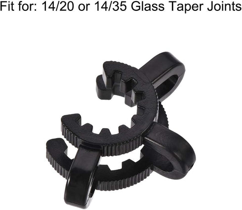 uxcell Lab Joint Clip Plastic Clamp Mounting Clips for 14/20 or 14/35 Glass Taper Joints Laboratory Connector Black 5Pcs