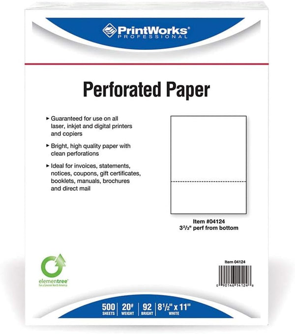 PrintWorks Professional Pre-Perforated Paper for Invoices, Statements, Gift Certificates & More