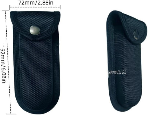 Pocket Holder Nylon Folding Pocket, Knife Sheath Holster with Belt Loop and Snap Closure,4pcs Black
