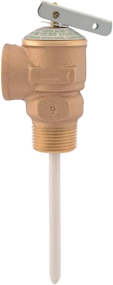 Cash Acme 3/4 Inch NCLX-5 Temperature and Pressure Relief Valve, Push to Connect Brass Plumbing Fittings, 150 PSI