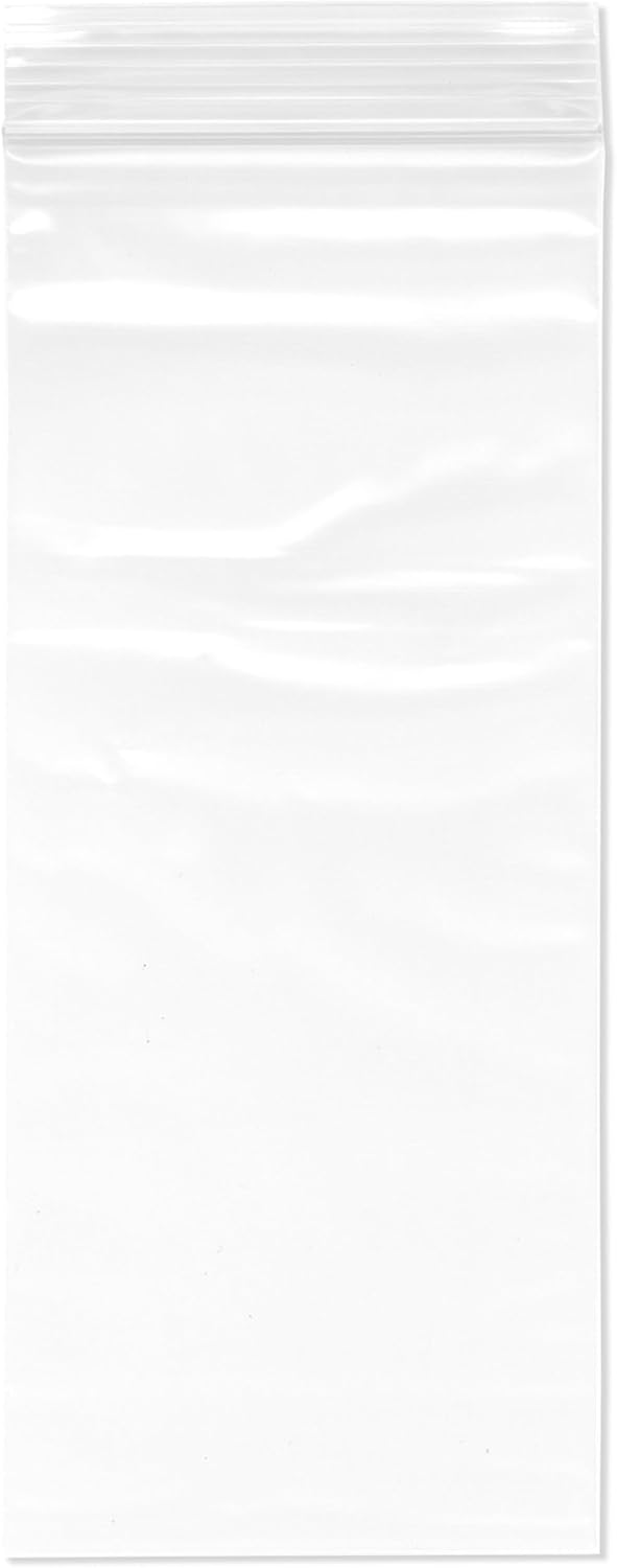 Plymor 3" x 7" Zipper Reclosable Plastic Bags (Case of 1,000), 2 Mil