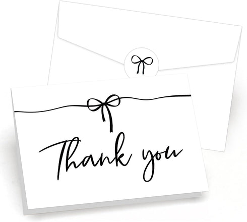 MATJOE 72Pack Black Bow Thank You Card Set Includes 72Cards, Black Bow
