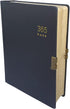 Vintage 365 Journal with Lock and Key, A5 Black Hardcover Diary for Adults, Men, Women