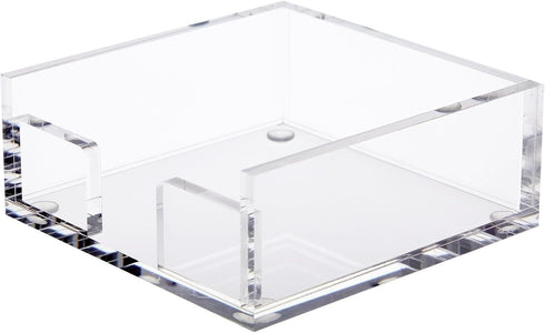 Juvale Clear Acrylic Sticky Note Holder, 3.9" x 3.9" x 1.6" Desk Accessory & Organizer for Classroom