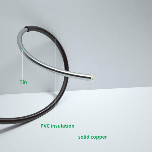 18 Gauge PVC 1007 Solid Electric Wire Black 50 ft, 18 AWG 1007 Hook Up Wire 300V Solid Tinned Copper Wire.