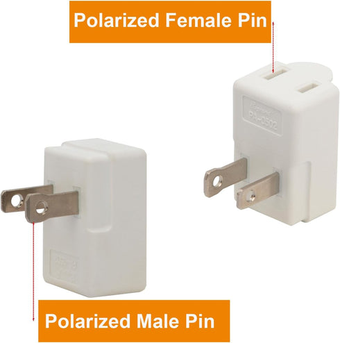 Polarized 2-Prong L Type Adapter, Vertical Right Angled AC Adapter, NEMA 1-15P USA Outlet Saver