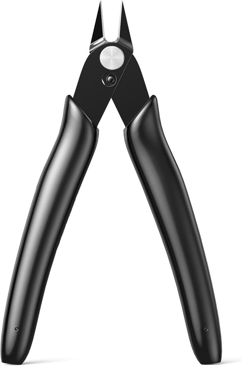 BOENFU Black Precision Wire Cutter, Jewelry Zip Tie Cutters, Flush Cutters, Nippers, Small Side Cutting Pliers, 1-Pack