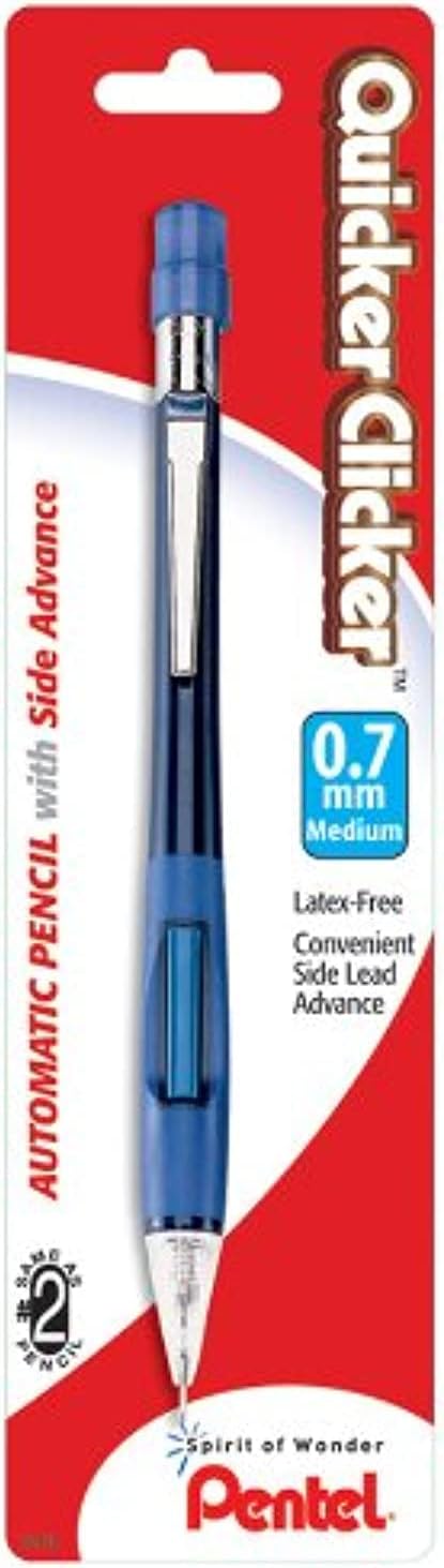Pentel Quicker Clicker Automatic Pencil, 0.7mm, Transparent Barrel, Assorted Colors, 1 Pack (PD347BP-K6)