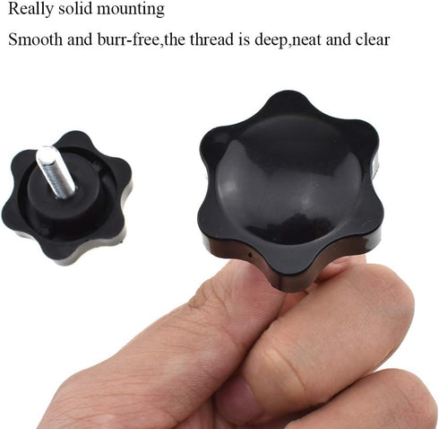 HAHIYO Hex Handle Threaded Knobs, M6 20mm Screw Length, Clamping Handgrip Nut Screw for Table Stand Deck (2pcs)